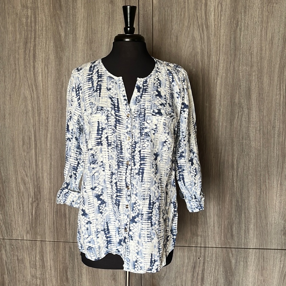 JM Collection linen button down blouse
